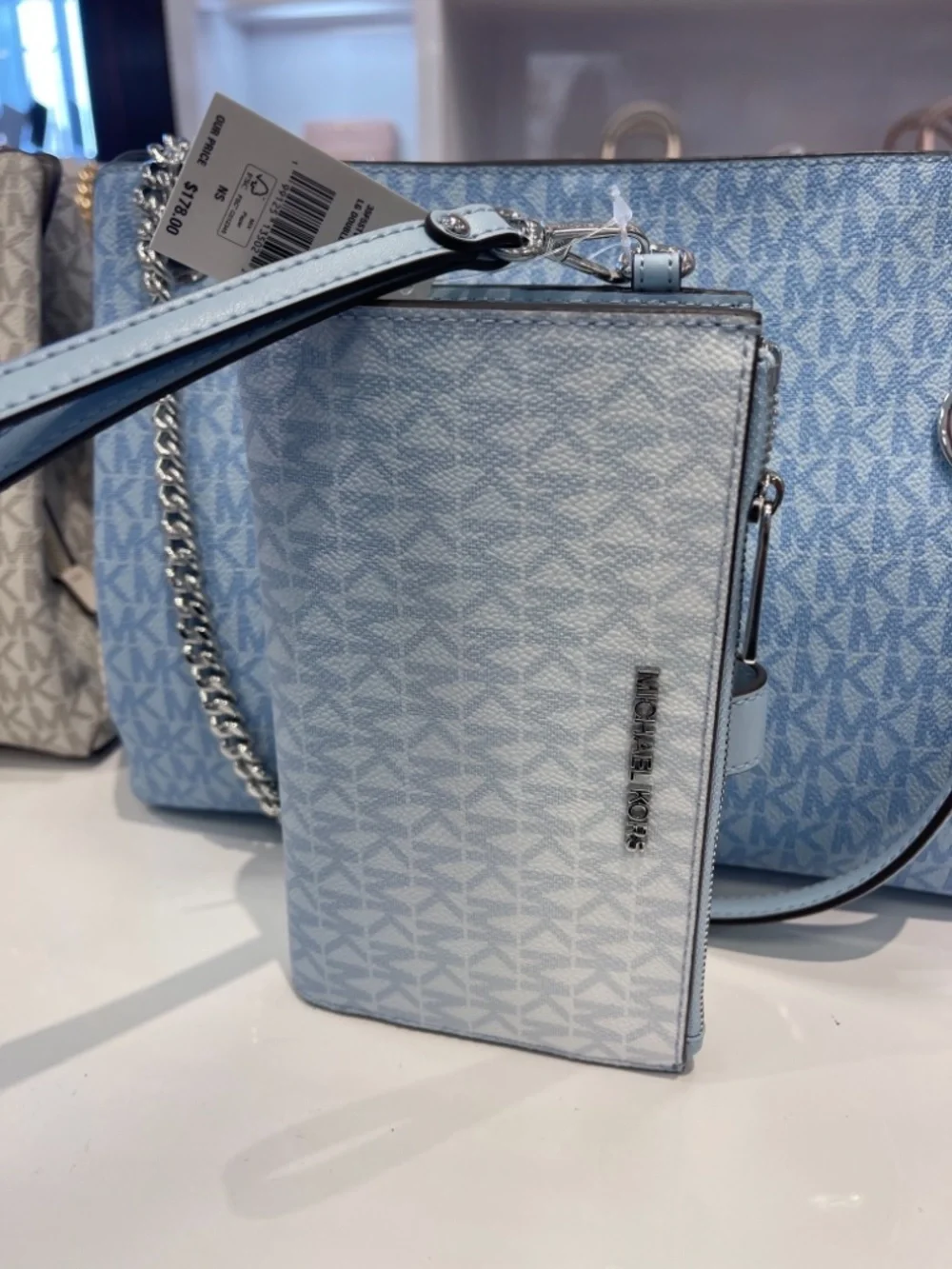 MICHAEL KORS Jet Set Large Double Zip Ombré Signature Logo Wristlet Wallet Phone